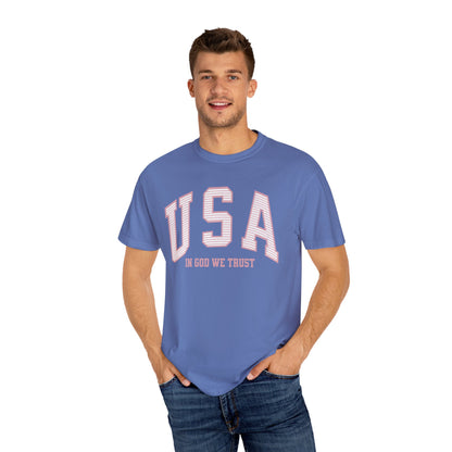 USA - In God We Trust - Distressed Stripe T-Shirt