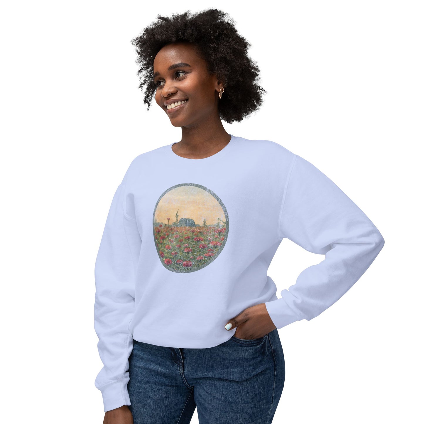 Field of Zinnias Graphic Lightweight Sweatshirt