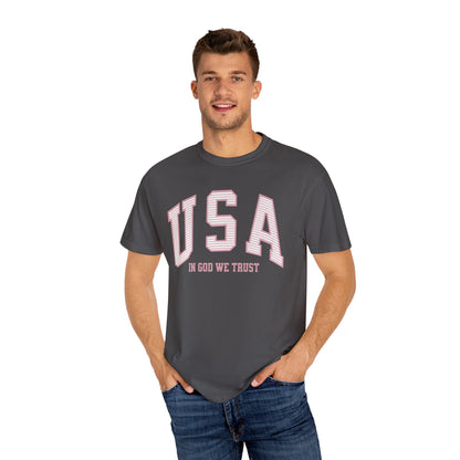 USA - In God We Trust - Distressed Stripe T-Shirt